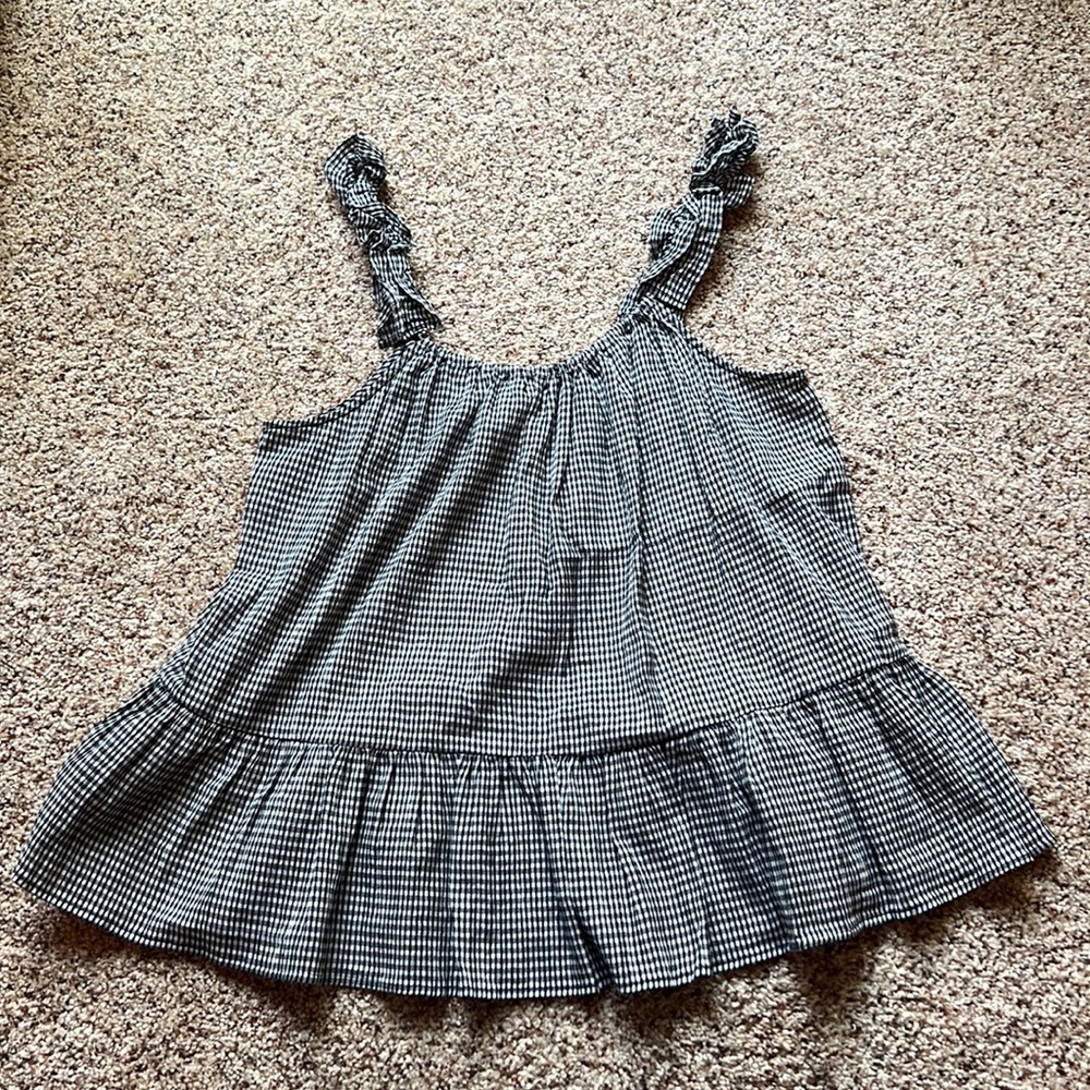 Madewell Black and White Gingham Tank